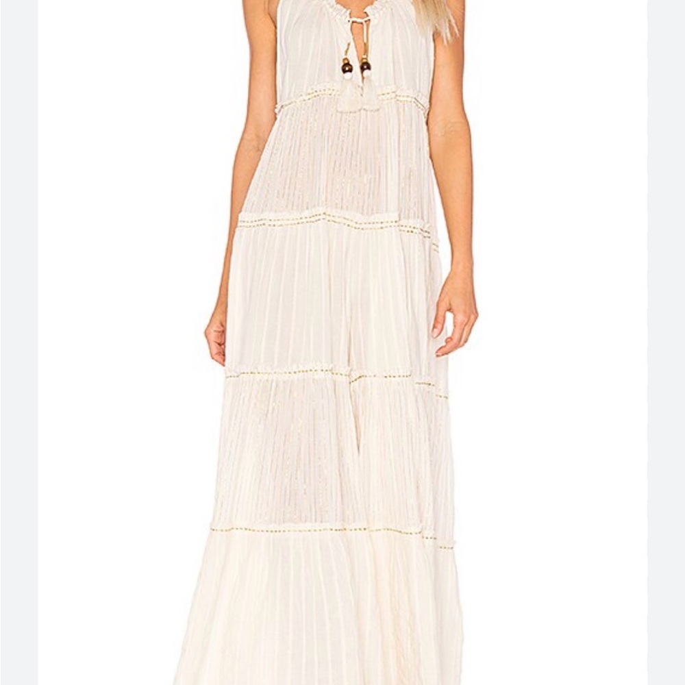 Free People Beautiful wide legged jumpsuit with gold pinstripes